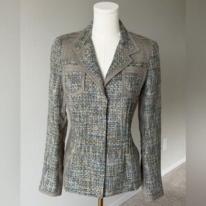 Elie Tahari Gray Tweed & Linen Blazer-Xs/S